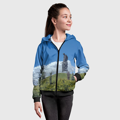 Детская толстовка на молнии Мемориал Советскому Солдату во Ржеве / 3D-Черный – фото 4