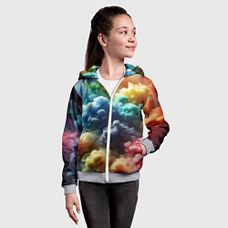 Толстовка на молнии детская Яркий цветной дым, цвет: 3D-меланж — фото 2