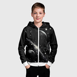 Толстовка на молнии детская Бескрайний космос - нейросеть, цвет: 3D-белый — фото 2