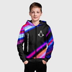 Толстовка на молнии детская Assassins Creed speed game lights, цвет: 3D-черный — фото 2