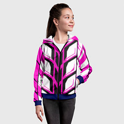 Толстовка на молнии детская Чёрно-розовые полосы на белом фоне, цвет: 3D-синий — фото 2