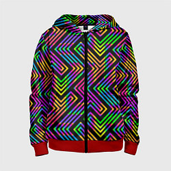 Толстовка на молнии детская Линии лабиринта спектрального цвета, цвет: 3D-красный