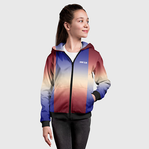 Детская толстовка на молнии Красный-синий градиентный узор / 3D-Черный – фото 4