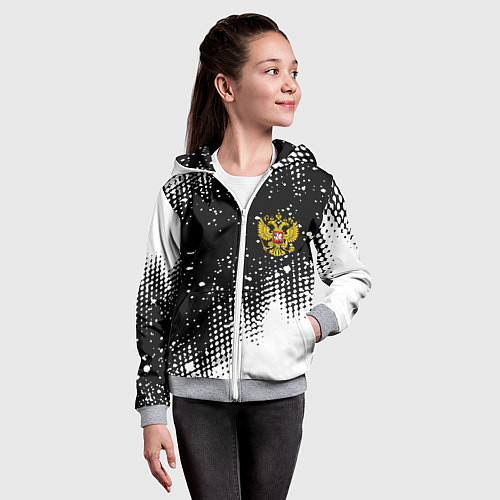 Детская толстовка на молнии Герб Росси краски / 3D-Меланж – фото 4