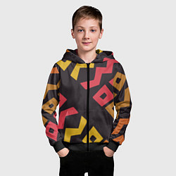 Толстовка на молнии детская Абстракция - этно мотивы, цвет: 3D-черный — фото 2