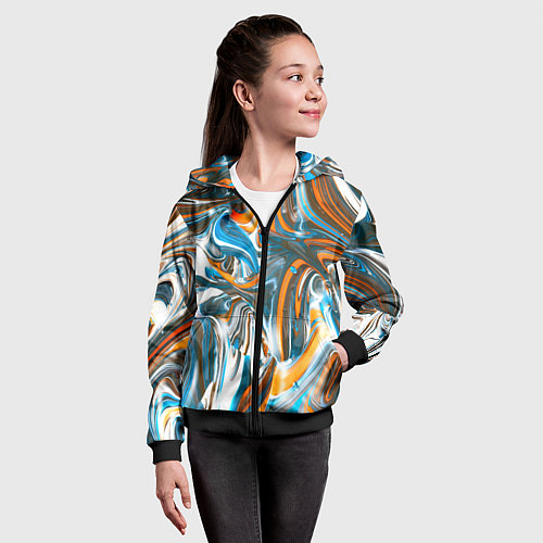 Детская толстовка на молнии Иллюзия смешанных абстрактных красок / 3D-Черный – фото 4
