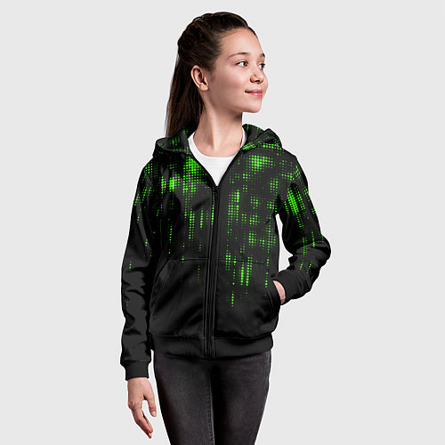 Детская толстовка на молнии Геометрический эффект матрицы / 3D-Черный – фото 4