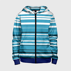 Детская толстовка на молнии Бело-голубой в полоску