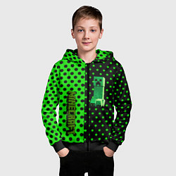 Толстовка на молнии детская Minecraft creeper pattern, цвет: 3D-черный — фото 2