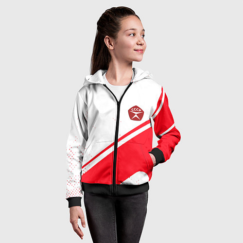 Детская толстовка на молнии СССР спортивный стиль и знак качества / 3D-Черный – фото 4