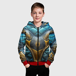 Толстовка на молнии детская Объемный футуристический текстурный костюм из кожи, цвет: 3D-красный — фото 2