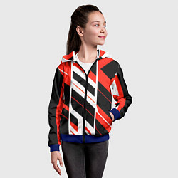Толстовка на молнии детская Black and red stripes on a white background, цвет: 3D-синий — фото 2