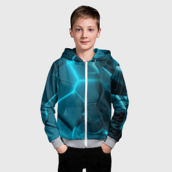 Толстовка на молнии детская Неоновые холодные голубые плиты в разломе, цвет: 3D-меланж — фото 2