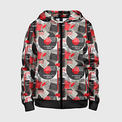 Толстовка на молнии детская Абстрактный коллаж, цвет: 3D-черный