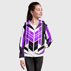 Толстовка на молнии детская Purple and black stripes on a white background, цвет: 3D-белый — фото 2