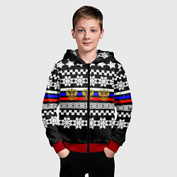 Толстовка на молнии детская Rusiia winter pattern, цвет: 3D-красный — фото 2