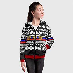 Толстовка на молнии детская Rusiia winter pattern, цвет: 3D-красный — фото 2