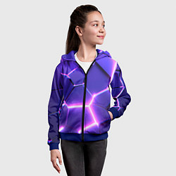Толстовка на молнии детская Фиолетовые плиты с розовым свечением, цвет: 3D-синий — фото 2