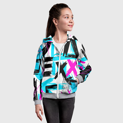 Детская толстовка на молнии Маска гопника / 3D-Меланж – фото 4