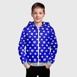 Толстовка на молнии детская Roblox blue pattern, цвет: 3D-меланж — фото 2
