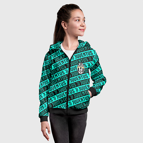 Детская толстовка на молнии Juventus pattern logo steel / 3D-Черный – фото 4