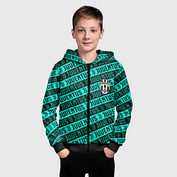 Толстовка на молнии детская Juventus pattern logo steel, цвет: 3D-черный — фото 2