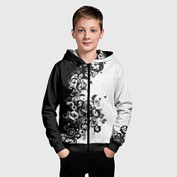 Толстовка на молнии детская Чёрно белый стильный узор, цвет: 3D-черный — фото 2