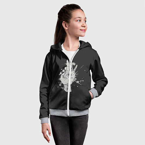Детская толстовка на молнии Глаза и дым / 3D-Меланж – фото 4