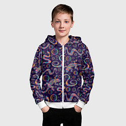 Толстовка на молнии детская Узор ярких ящериц и змей, цвет: 3D-белый — фото 2