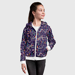 Толстовка на молнии детская Узор ярких ящериц и змей, цвет: 3D-белый — фото 2