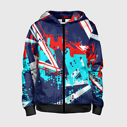 Толстовка на молнии детская Яркий абстрактный узор для спорта, цвет: 3D-черный