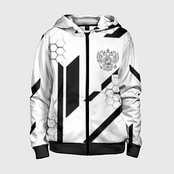 Толстовка на молнии детская Герб Рф текстура геймер, цвет: 3D-черный