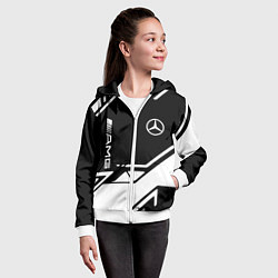 Толстовка на молнии детская Mercedes bens geometry, цвет: 3D-белый — фото 2