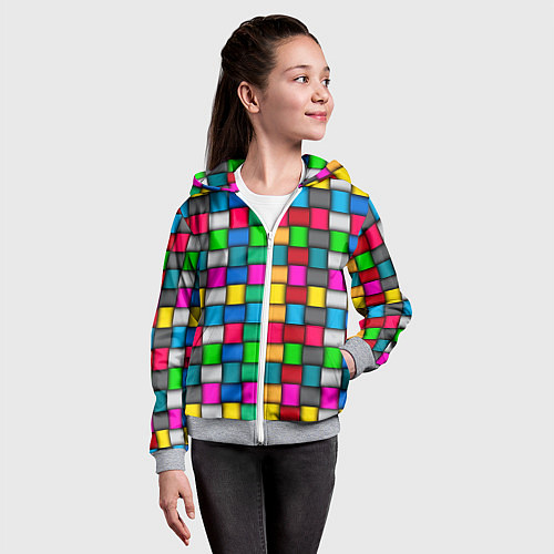 Детская толстовка на молнии Разноцветное переплетение / 3D-Меланж – фото 4