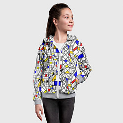 Толстовка на молнии детская Абстракция цветных прямоугольников Пит Мондриан, цвет: 3D-меланж — фото 2