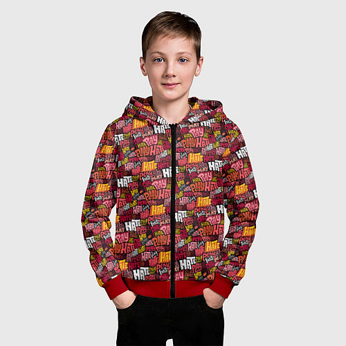 Детская толстовка на молнии Разыгрывай неприязнь / 3D-Красный – фото 3