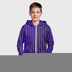 Толстовка на молнии детская Паттерн фиолетовые ромбы, цвет: 3D-меланж — фото 2