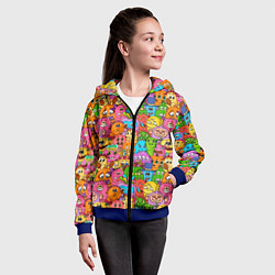 Толстовка на молнии детская Мультяшные монстрики орнамент, цвет: 3D-синий — фото 2