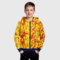 Толстовка на молнии детская Абстракция красный рисунок на желтом фоне, цвет: 3D-синий — фото 2