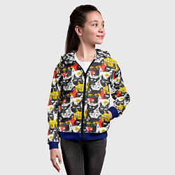 Толстовка на молнии детская Прикольные коты, цвет: 3D-синий — фото 2