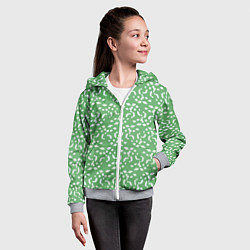 Толстовка на молнии детская Мозаика на зеленом, цвет: 3D-меланж — фото 2