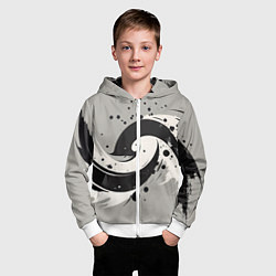 Толстовка на молнии детская Инь-янь абстракция - нейроарт, цвет: 3D-белый — фото 2