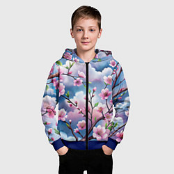 Толстовка на молнии детская Облака цветов сакуры, цвет: 3D-синий — фото 2