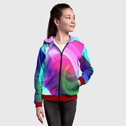 Толстовка на молнии детская Неоновая абстракция градиент, цвет: 3D-красный — фото 2