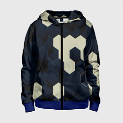 Толстовка на молнии детская Соты абстракция, цвет: 3D-синий