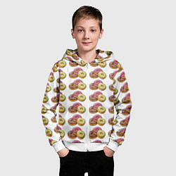 Толстовка на молнии детская Пончики-фастфуд паттерн, цвет: 3D-белый — фото 2