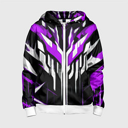 Детская толстовка на молнии Purple and white abstraction on a black background