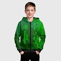 Толстовка на молнии детская Leicester City - green gradient по-вертикали, цвет: 3D-черный — фото 2