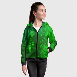 Толстовка на молнии детская Leicester City - green gradient по-вертикали, цвет: 3D-черный — фото 2