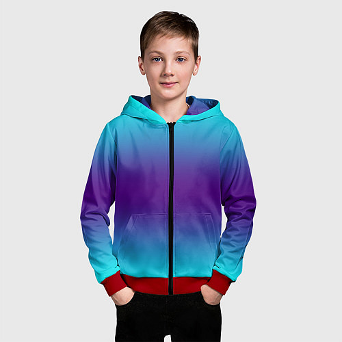 Детская толстовка на молнии Градиент из неона / 3D-Красный – фото 3
